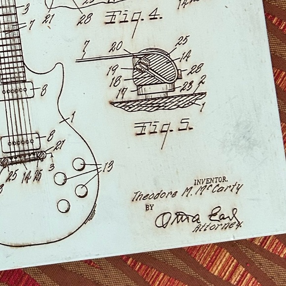 Fire & Pine image of 1953 guitar Patton on Wood 10”x7” VTG - Picture 7 of 12